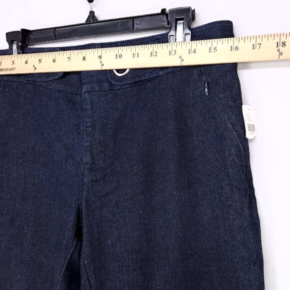 Anthropologie Jeans Women 8 The Essential Crop Flare Blue Denim Dark Zip Pockets - Picture 8 of 13